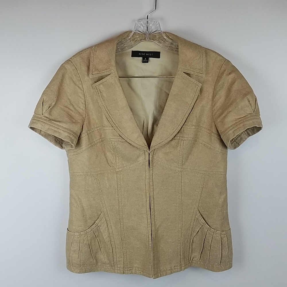 NINE WEST | SHORT SLEEVE LINEN METALLIC BLAZER